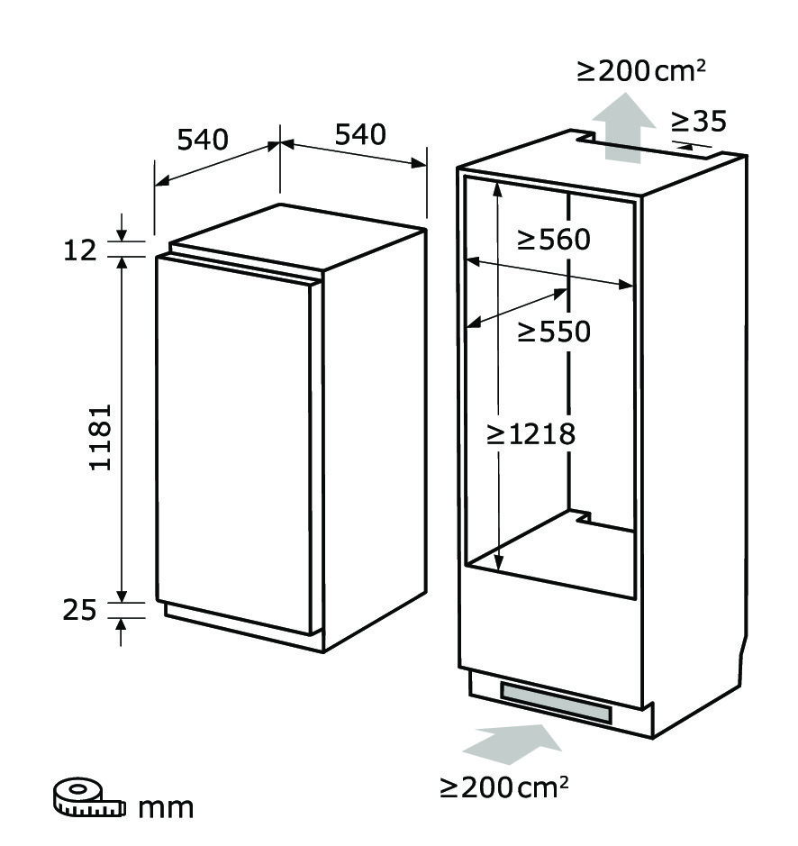 Frigo encastrable EXQUISIT 122cm EKS201-V-E-04